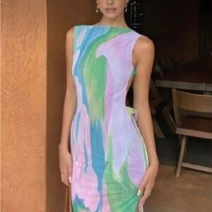 NWT Commense Garden Print sleeveless long dress - XS